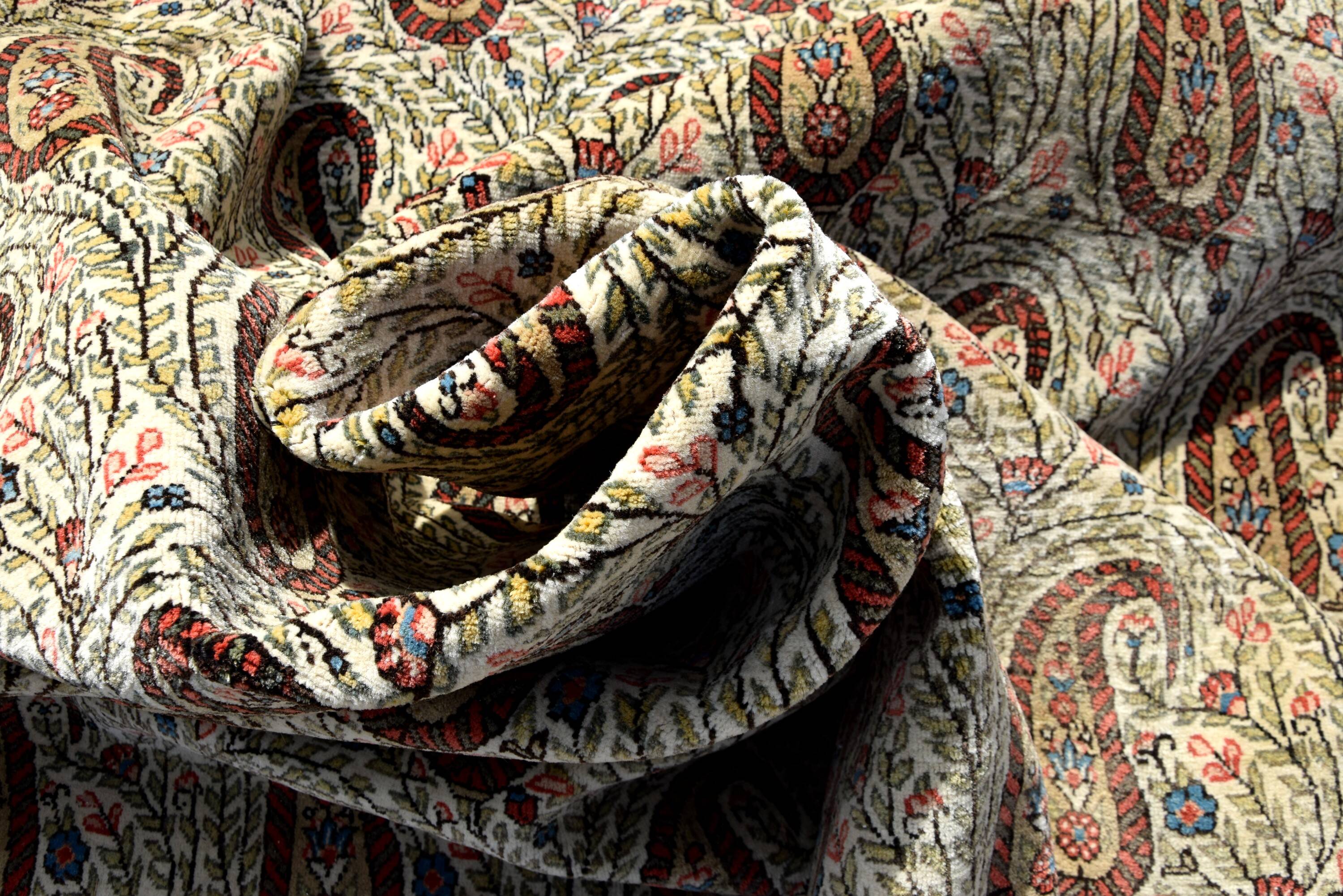 Large Oriental Rug Iran Ghoum, 4.07 x 2.45 M - Kurk Wool, Hand Knotted,