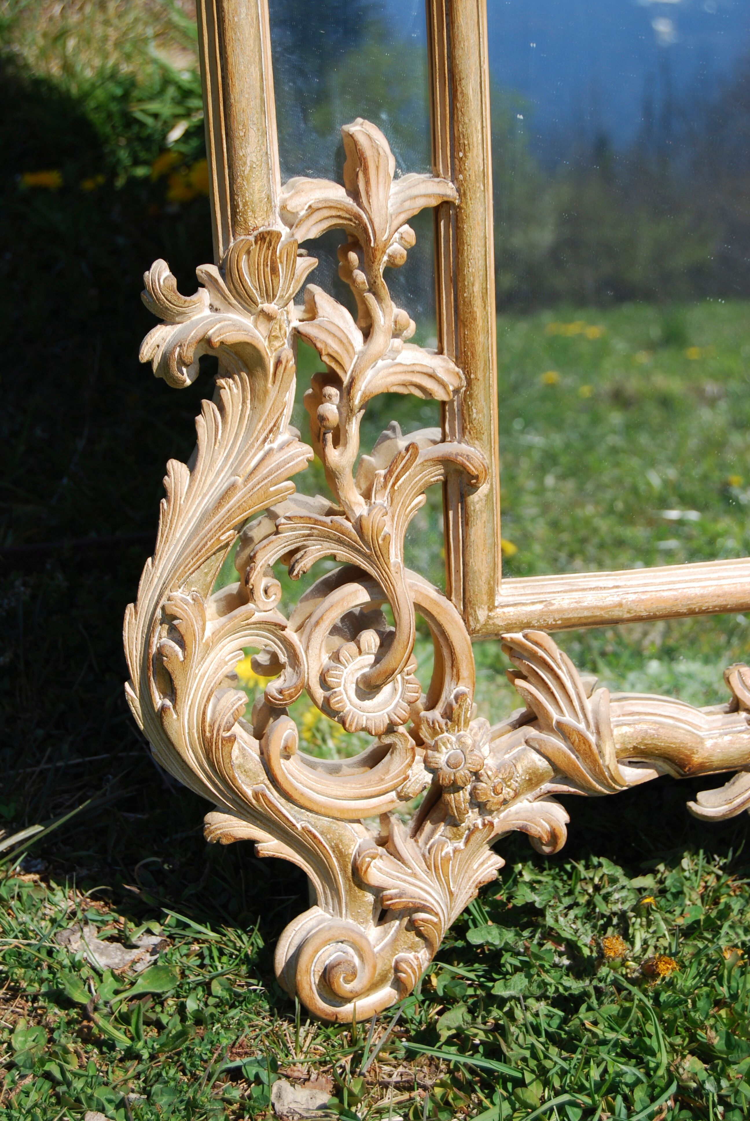Baroque wooden wall mirror carved by Chelini  98x158cm