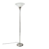 Art Deco Floor Lamp in Milk Glass & Chrome, France, 1920s