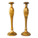 Pair of original bronze candelabros decorated by hand. Porta velas.