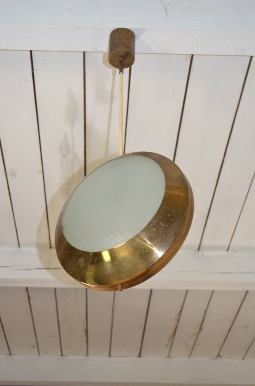 Stilnovo Pendant Lamp Model "1205" 1960s, Vintage 1960s Brass Chandelier