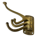 Three-pronged folding brass coat hook