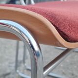 Set of 6 wool and chrome chairs from the 70s