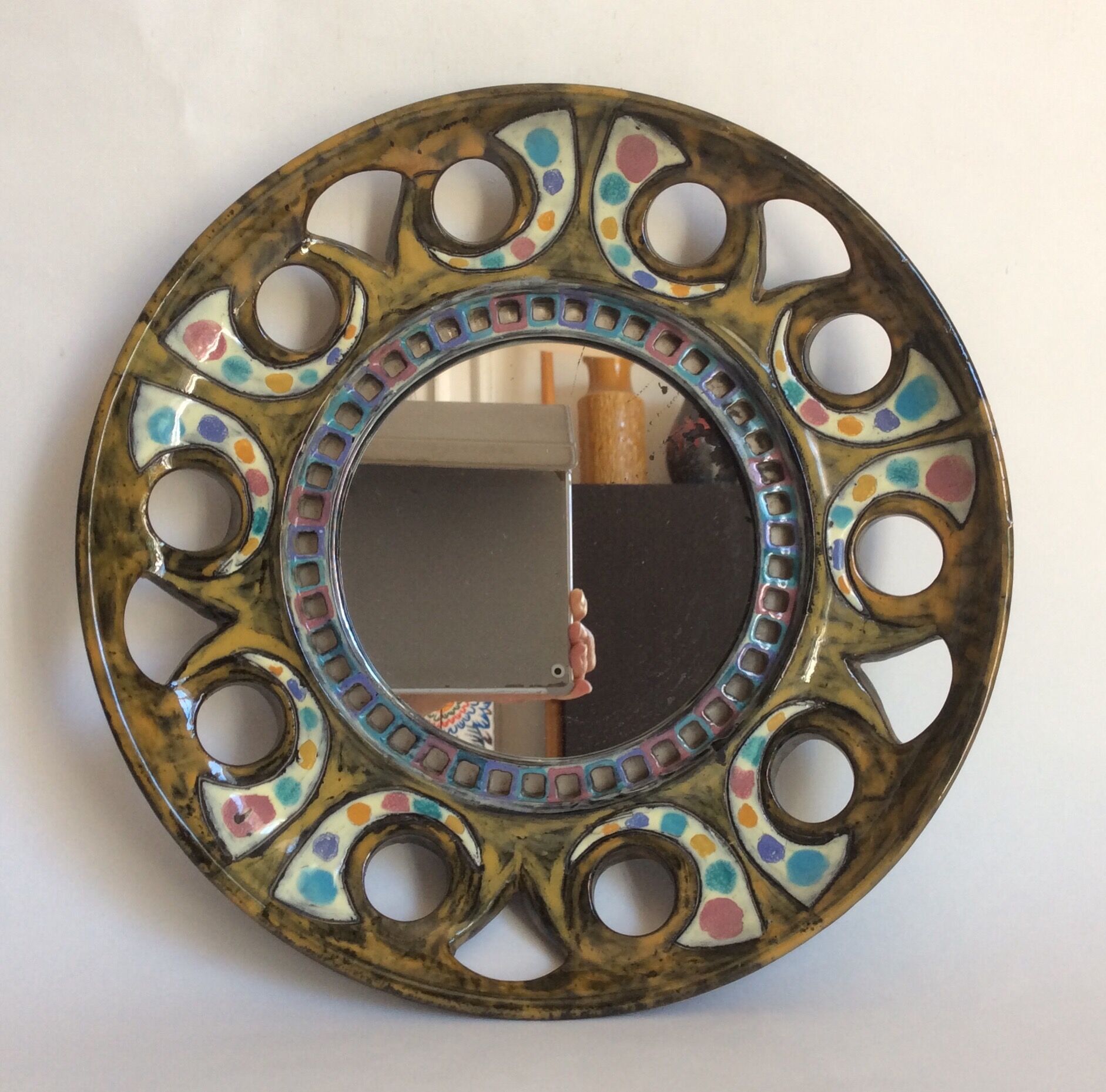 Ceramic mirror from the 1960s 32cm
