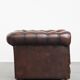 Dark brown English cowhide leather chesterfield armchair