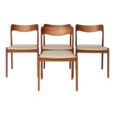 Lot de 4 chaises danoises en teck – Chaises de salle à manger modernes du milieu du siècle des années 1960, rétro