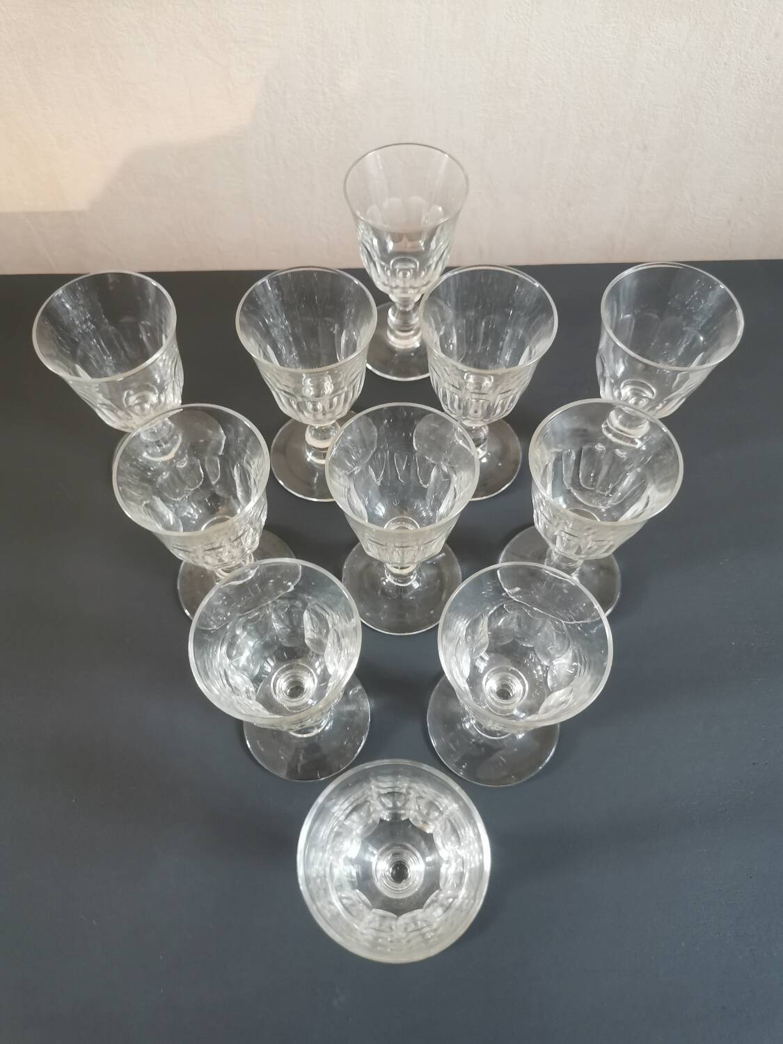 Port wine liqueur glasses in blown glass early 20th century