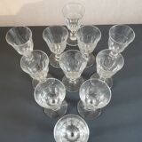 Port wine liqueur glasses in blown glass early 20th century
