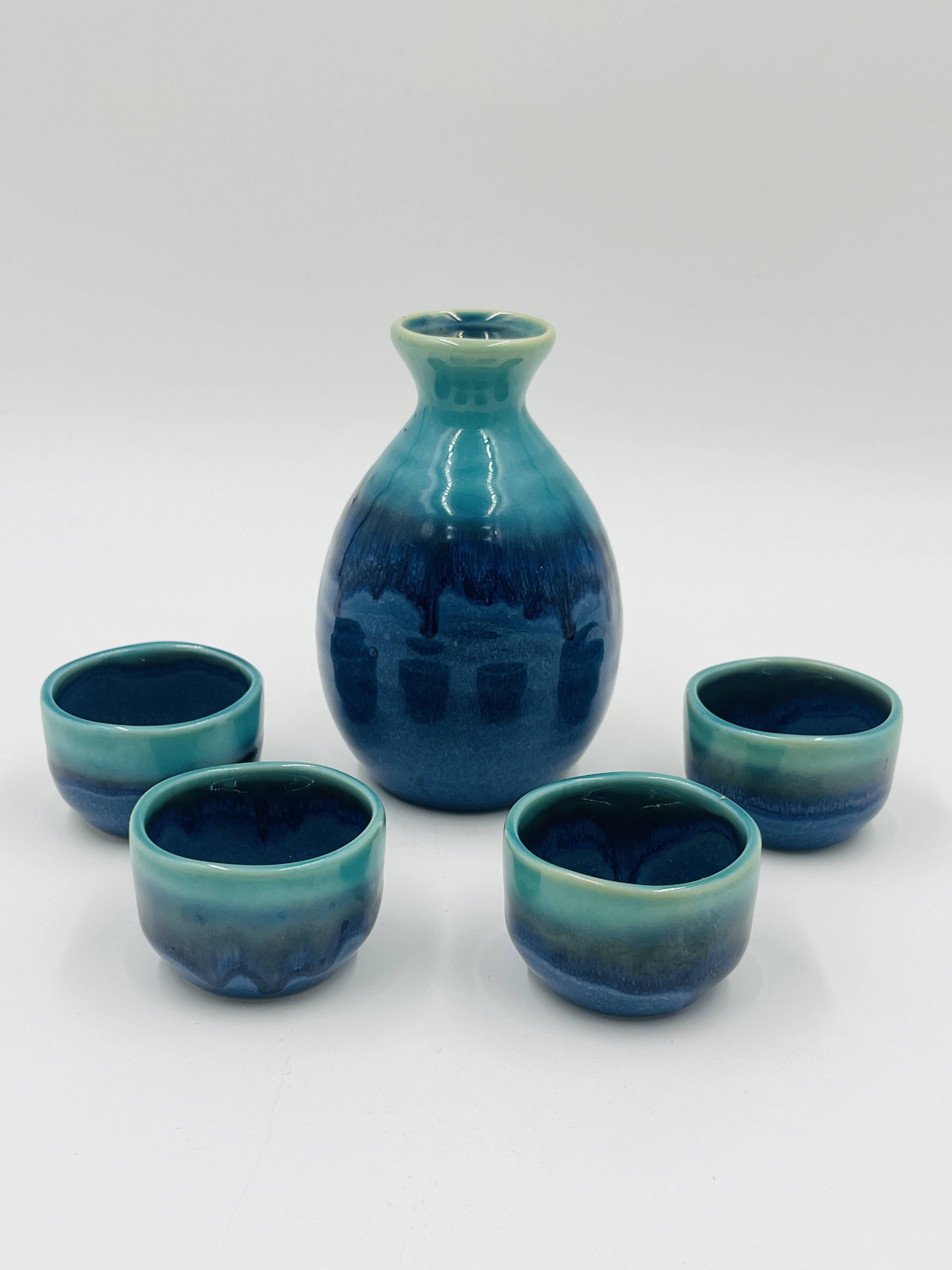 Japanese sake service in Mino Seiryu ceramic.