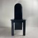 Post modern Memphis high back black leather stitched organic dining chairs, set of 6. Italy, 1980s