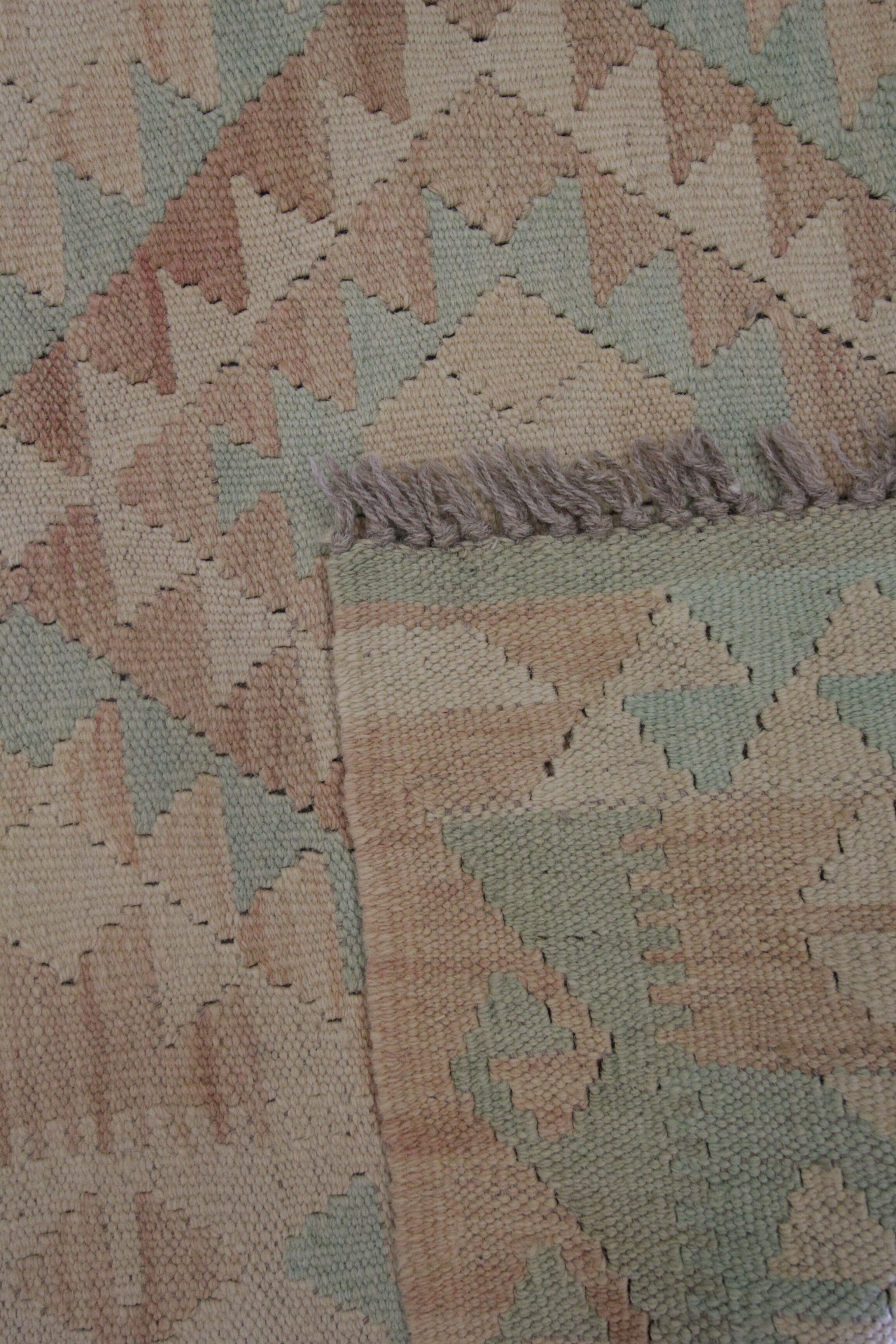 Handmade Cream Wool Kilim Traditional geometric Oriental Area Rug- 83x105cm