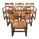 Serié de 6 fauteuils de salle á manger Brutalistes en chêne Mid-century
