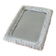 Rectangular mirror in vintage woven wicker rattan
