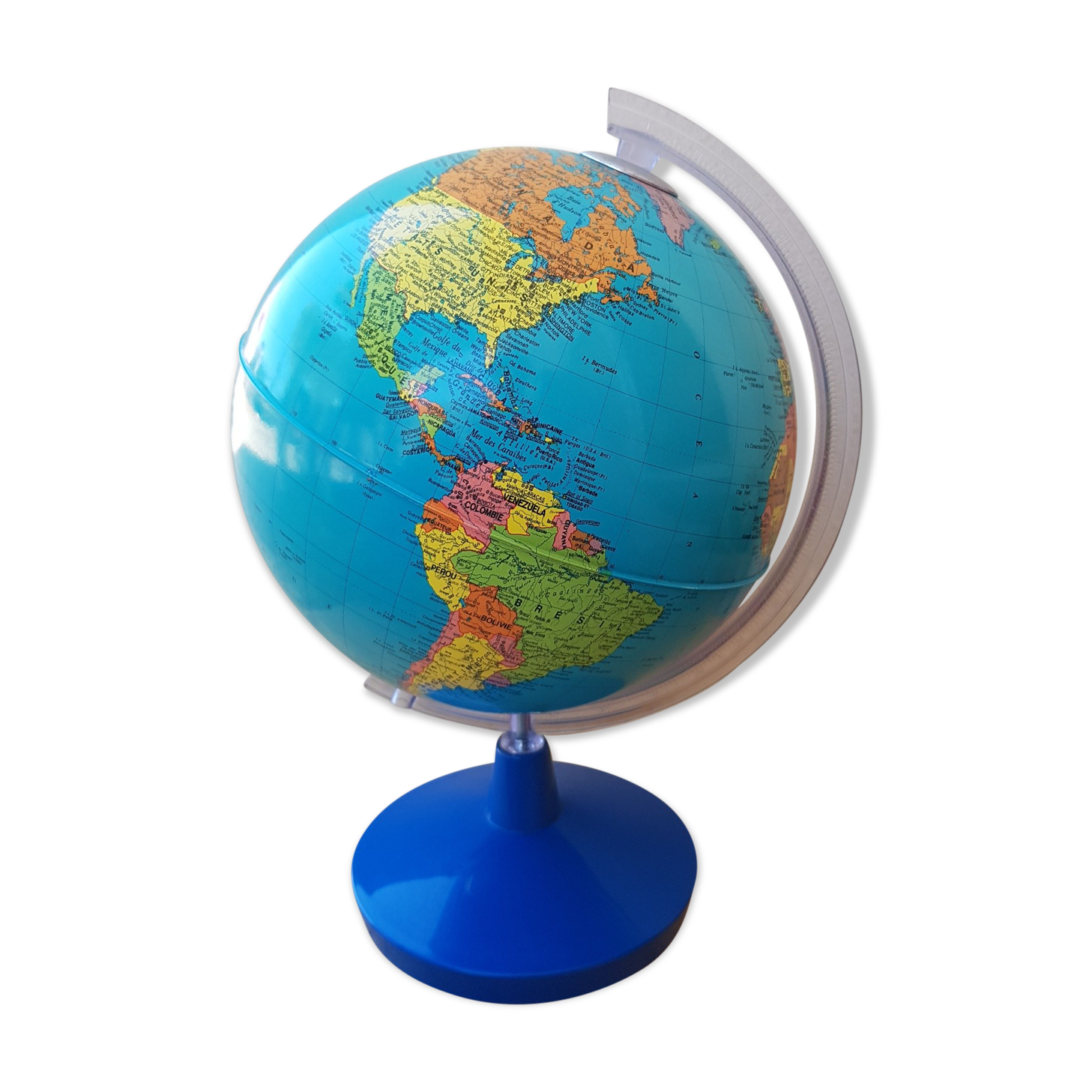 Globe Terrestre Carlos Dalmau - Stuc Et Papier - 1930 - Base Bois - À Restaurer
