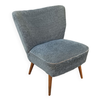 Fauteuil coktail tissu gris bleu