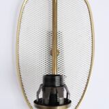 1950s wall lamp in perforated metal, brass and opaline