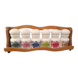 Complete spice rack with opaline pots