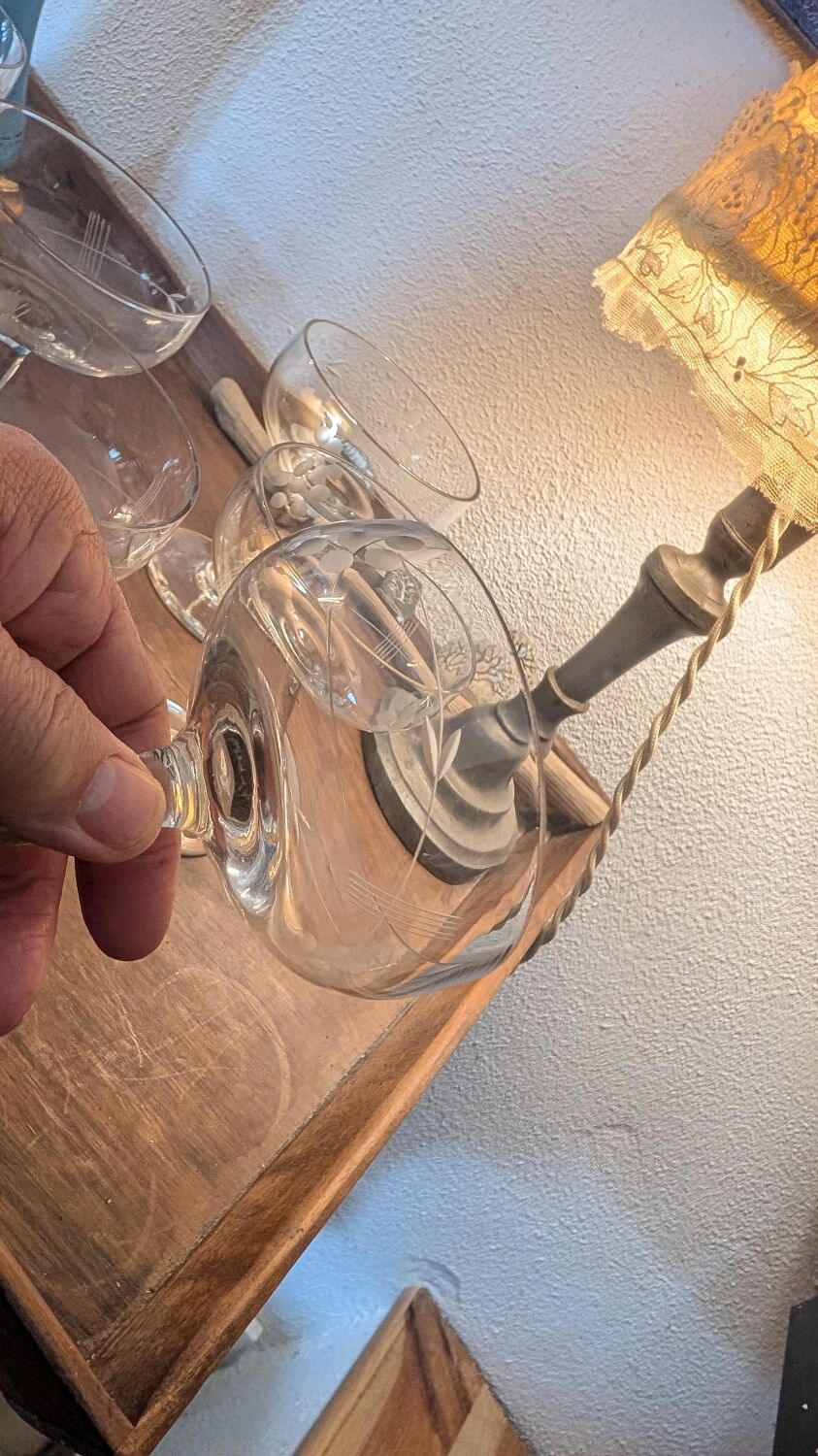 Coupes en verre ciselé années 50