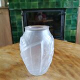 Small art deco vase white frosted glass and translucent