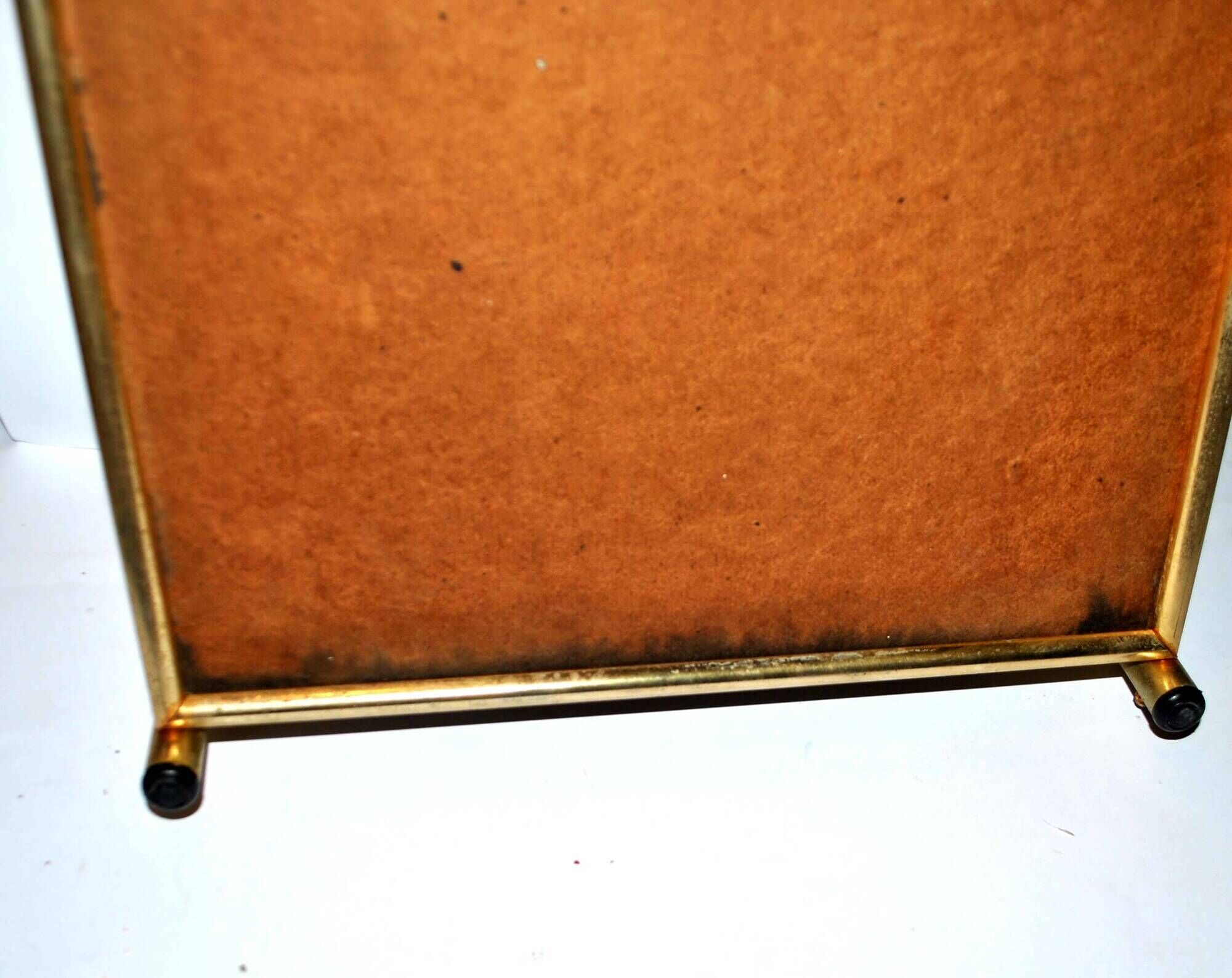 Tray in gilded brass and mahogany melamine wood, 1960-1970