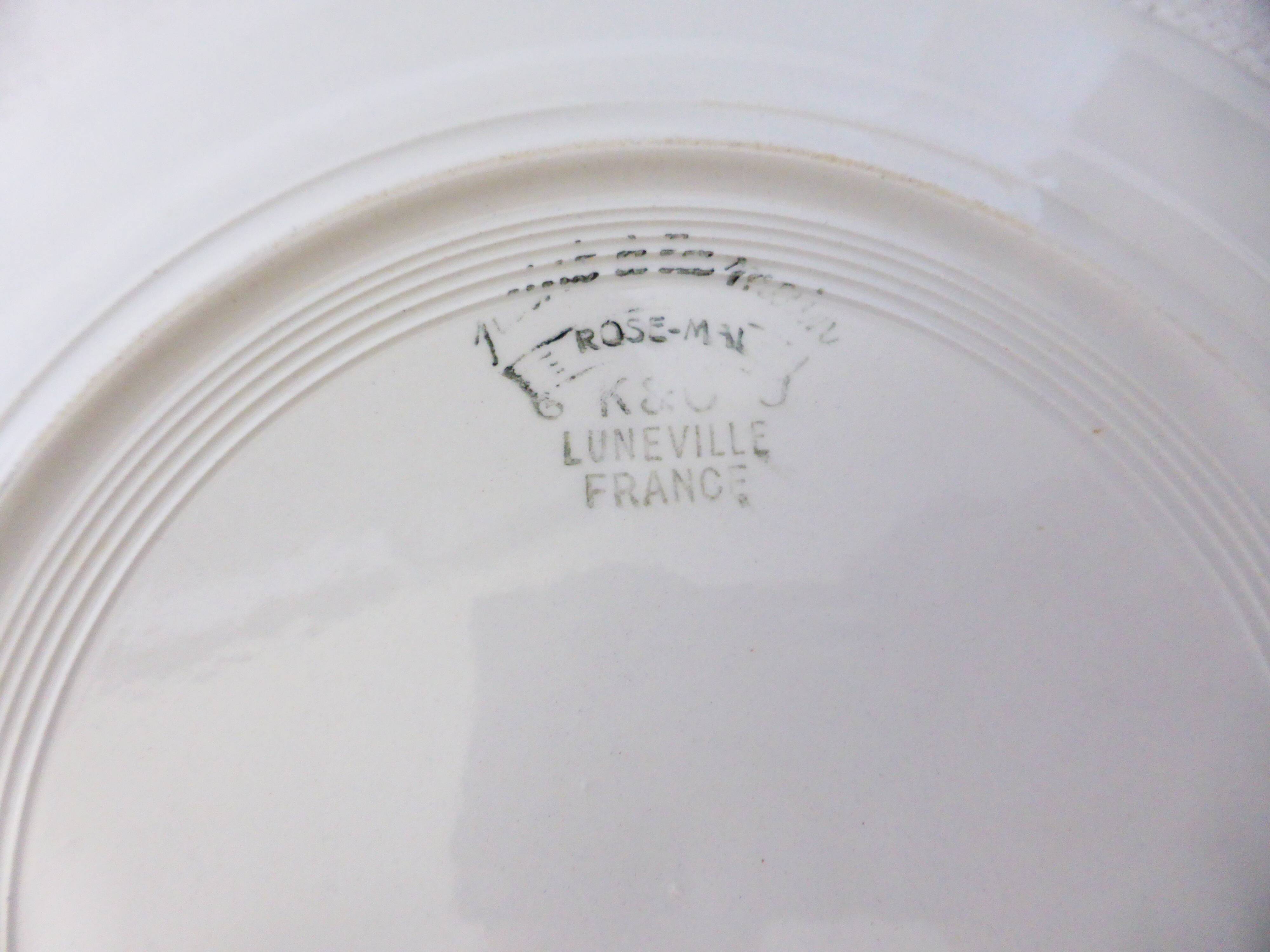 2 Luneville dessert plates, Rose Mai model