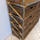 Commode vintage en rotin et osier