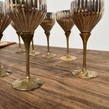9 verres ancien en métal argenté et laiton