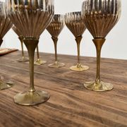 9 old glasses in silver metal and brass