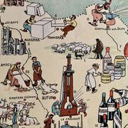 Old illustrated map of Burgundy from 1942 by JP Pinchon