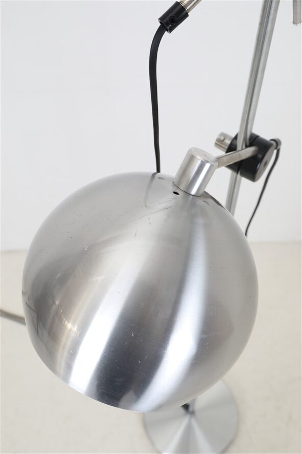 Mid-century double-spot floor lamp / aluminum / 1960s–1970s / space age / Danish modern design