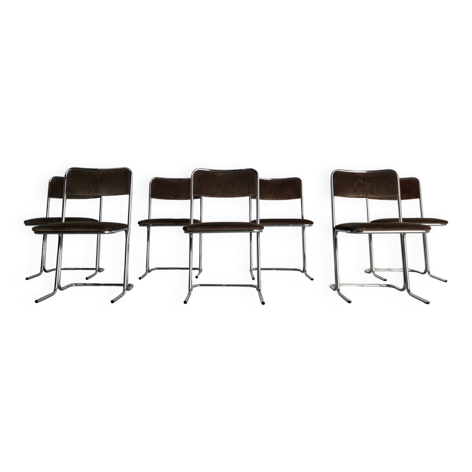 Vintage tubular chrome dining chairs, 1960s