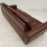 Danish 3-seater sofa, 70s, leather, original good condition