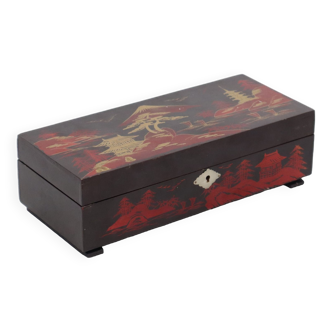 Toyo Music Box with Ballerina Japanese Lacquer Wooden Jewelery Box