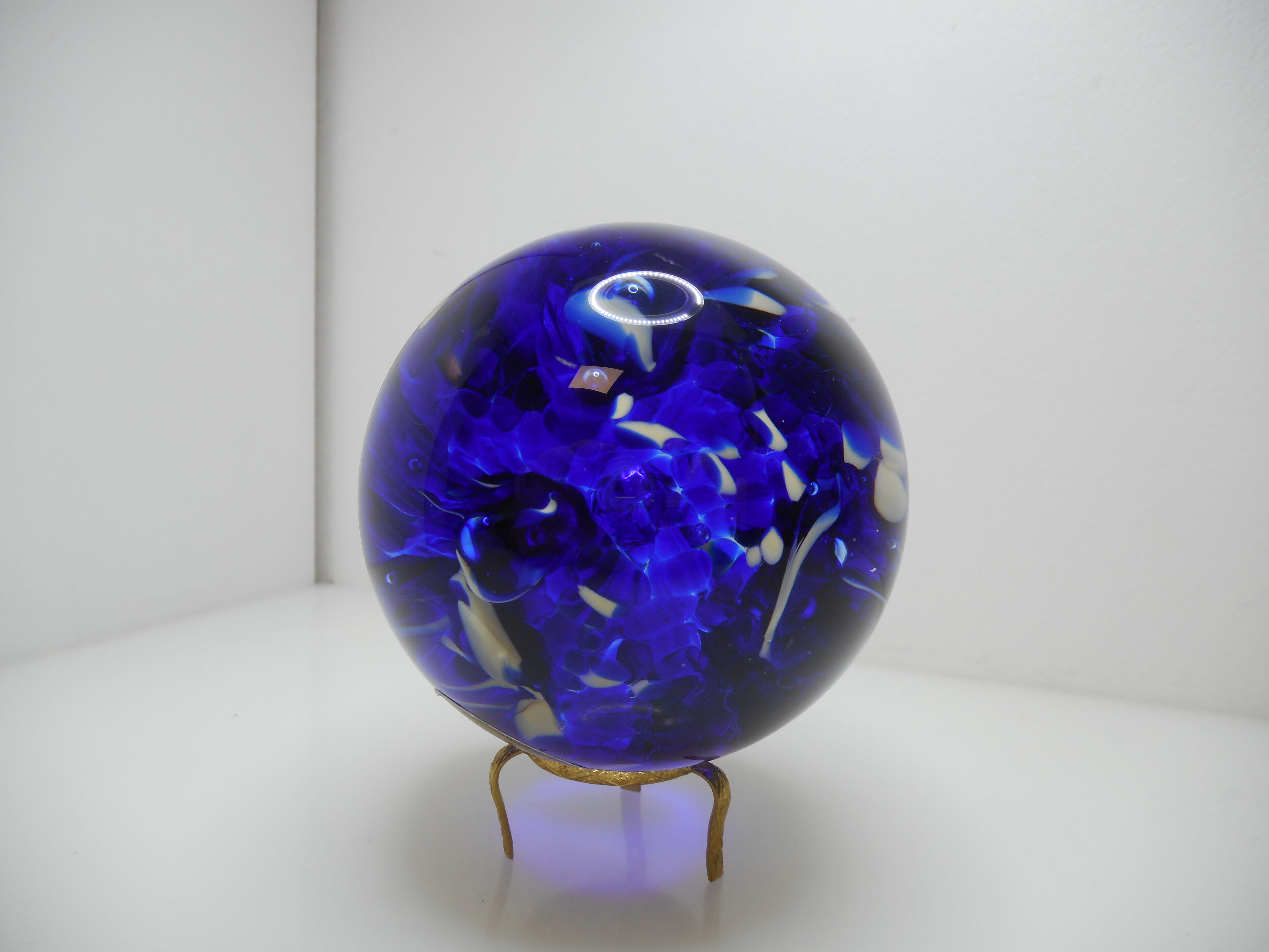 Blue parchment paper press signed 1980