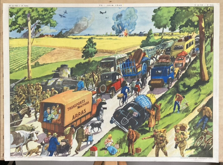 Double-sided school poster signed herouar collection rossignol verdun june 1940