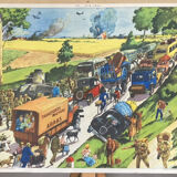 Double-sided school poster signed herouar collection rossignol verdun june 1940