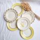 Vintage yellow soup plates from Moulin des Loups, Gien, Sarreguemines
