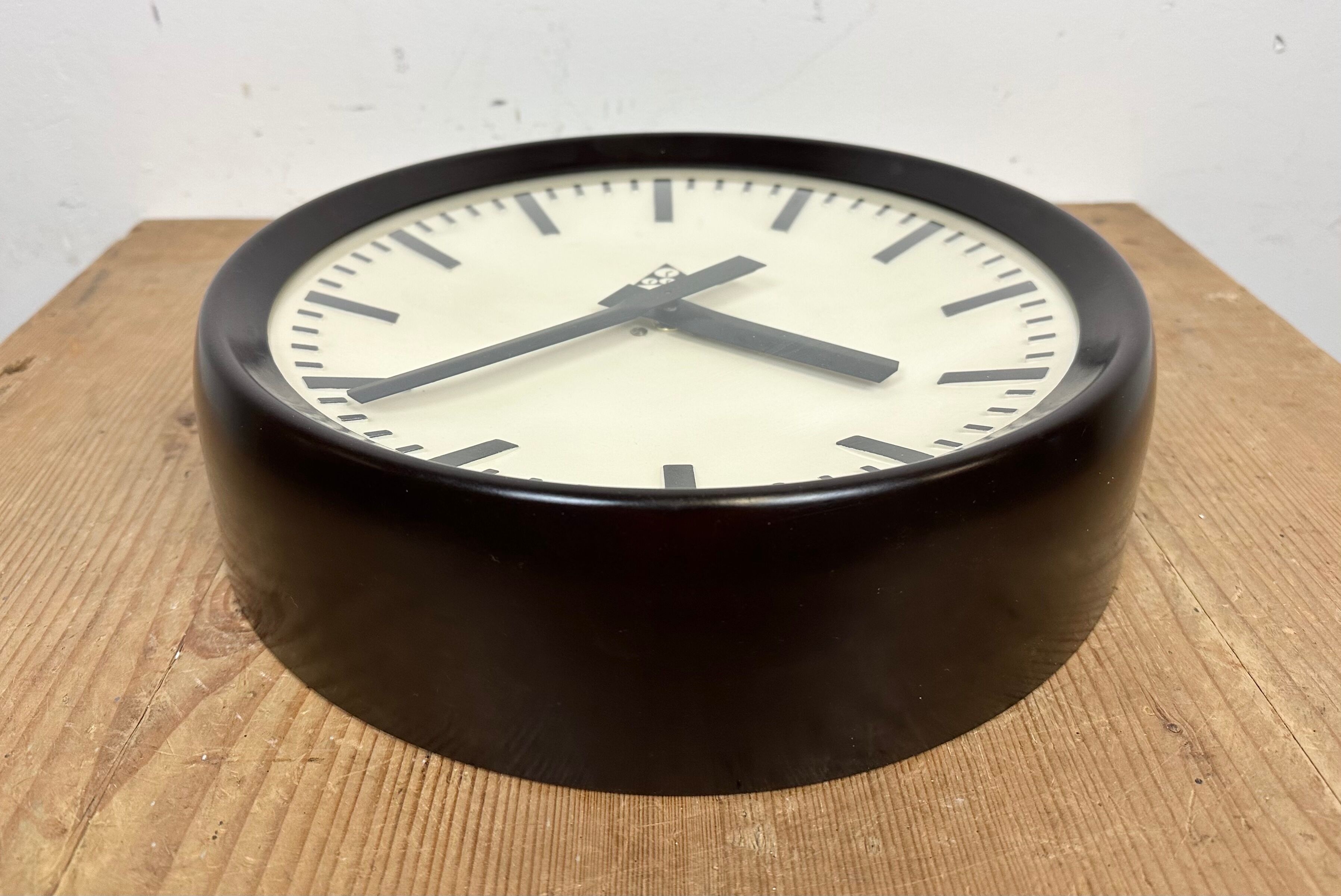 Industrial Bakelite Factory Wall Clock from Pragotron, 1960s