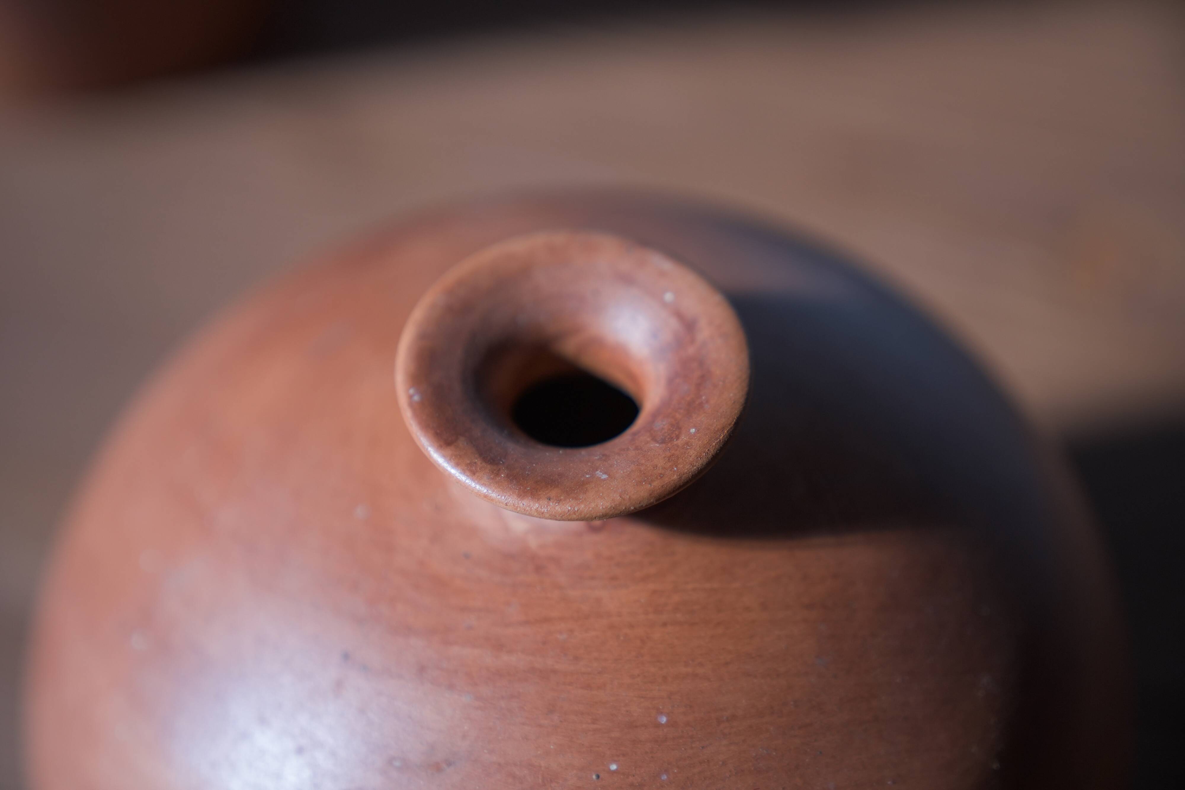 Pair of 1980s-90s Terracotta Vases – Minimalist Organic Shapes