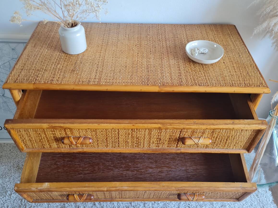 Rattan chest of drawers circa 1960s