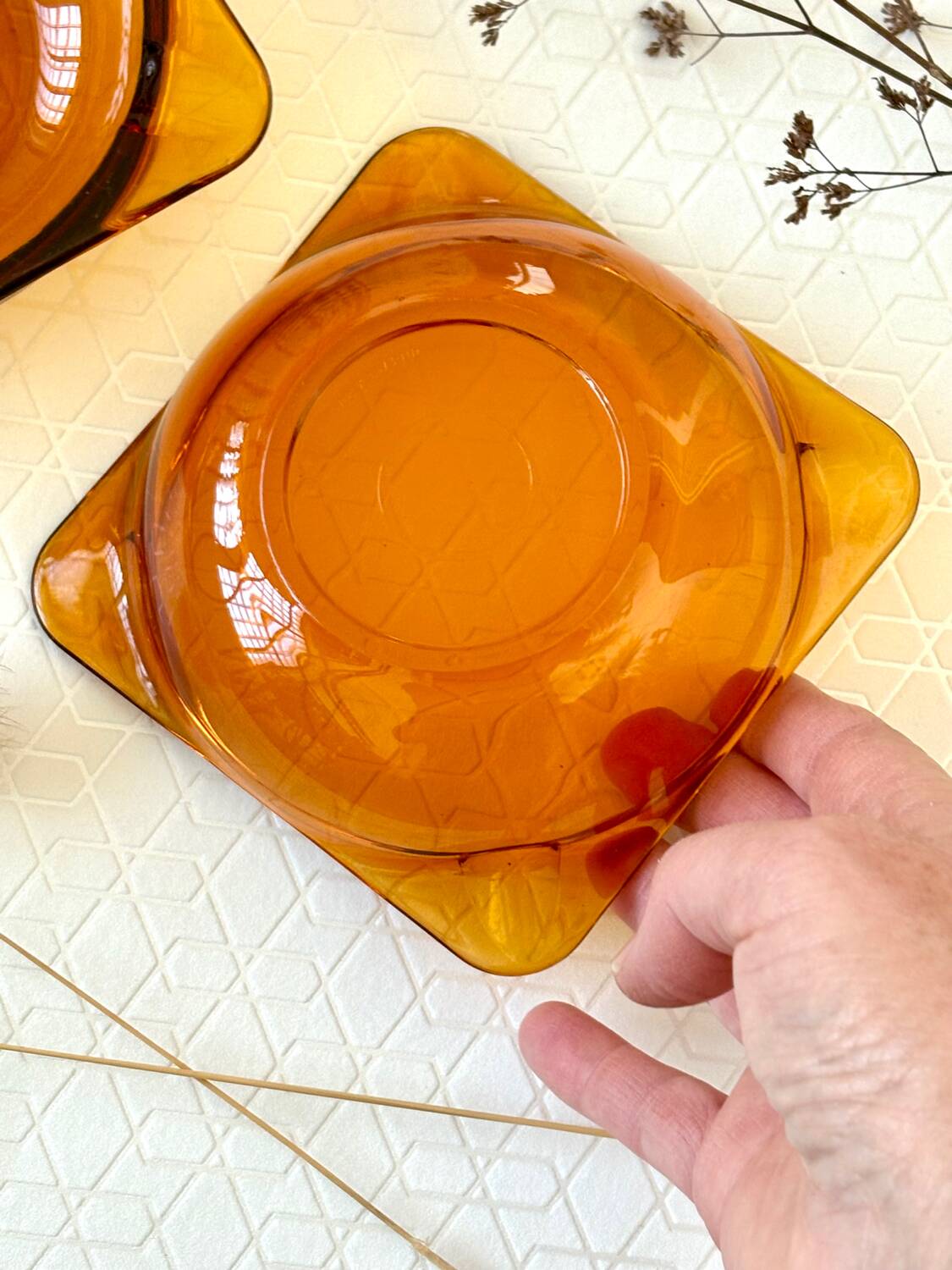 Lot de 2 cendriers vintage 70 Duralex verre ambré