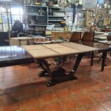 Solid mahogany art deco table with extensions