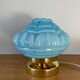 Lampe à poser globe vintage art déco en opaline bleue