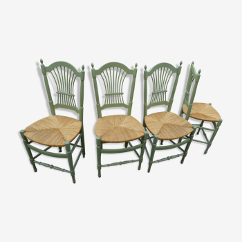 Lot de 4 chaises paillées modèle Giverny