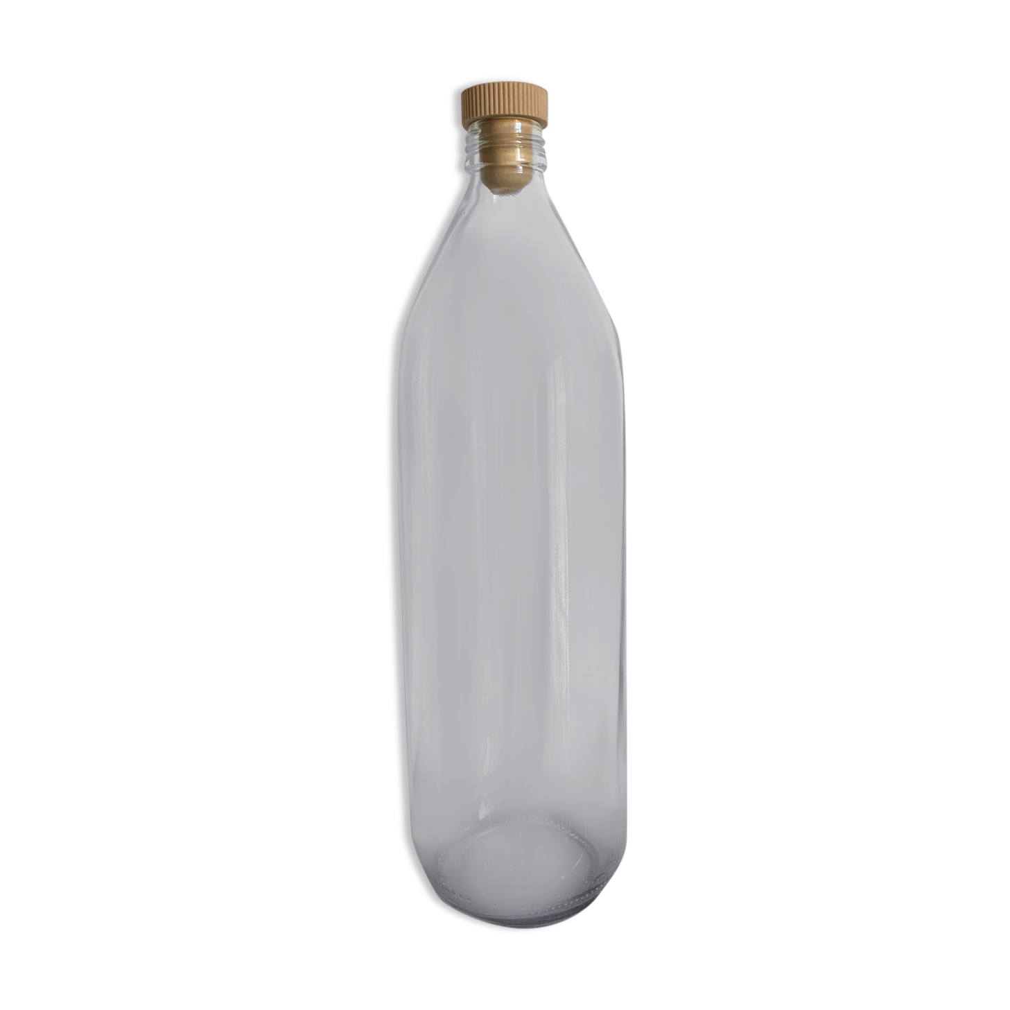 Antique glass bottle with a capacity of 1 litre and its beige cap - in very good condition!