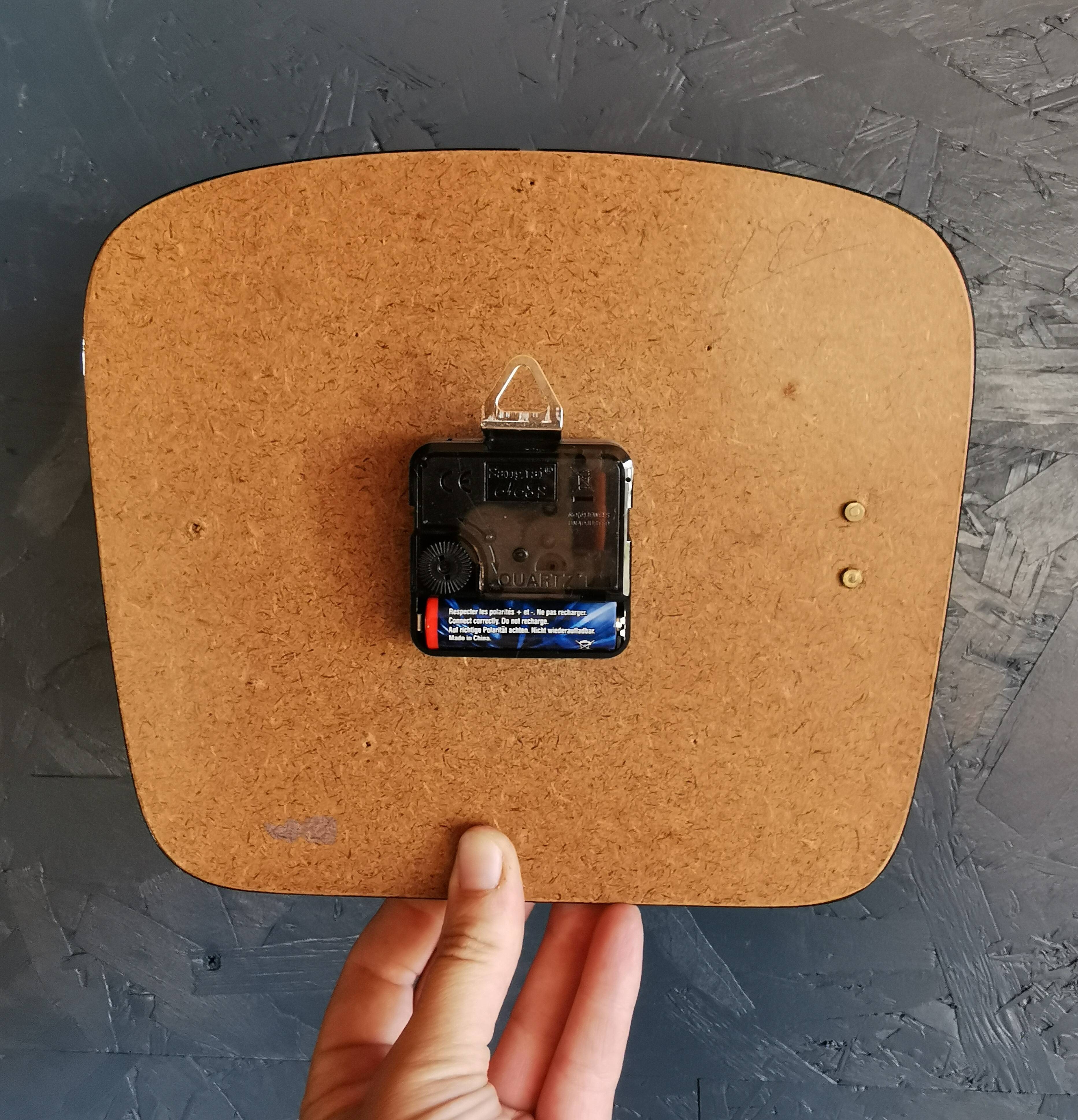 Vintage formica clock rectangular silent wall pendulum "Lora blue"