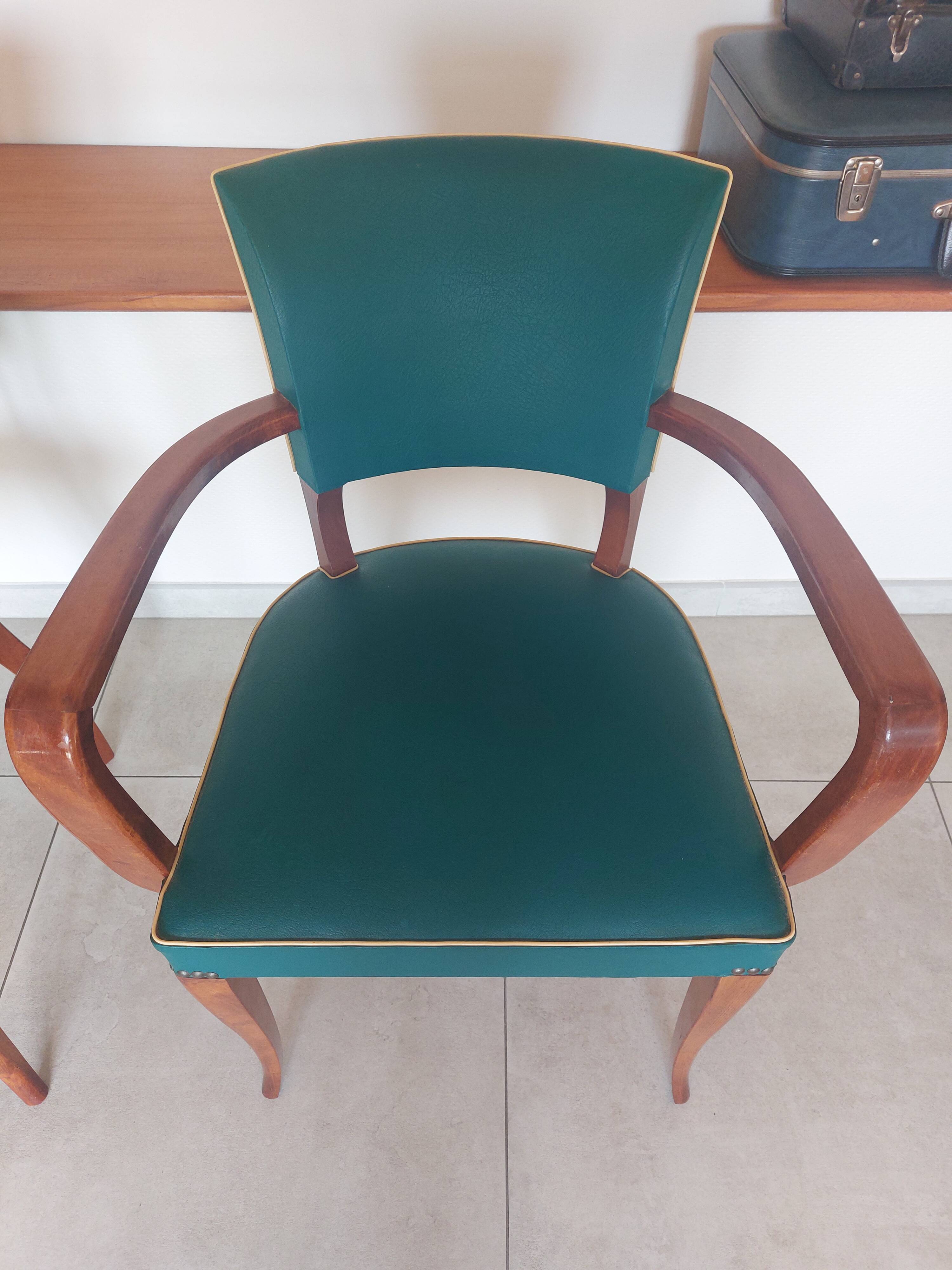 pair of green bridge armchairs