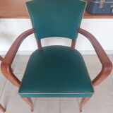 pair of green bridge armchairs