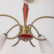 Vintage 60's chandelier, red metal and glass, italian design