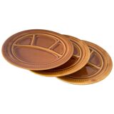 Set of Three Fondue Plates, Gien Pottery, France, 1970s